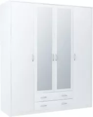 VIKA 4D 4-dverov skria so zrkadlom, biela