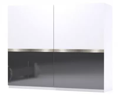GLOSSY 2 skria s posuvnmi dverami, grafit/biely lesk