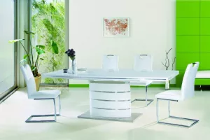 FANO jedálenský stôl rozkladací 160, biely lesk