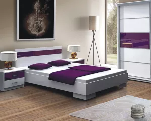 Dubaj posteľ 160x200, biela/fialová