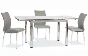 Rozkladací jedálenský stôl GD-018, chróm/šedé sklo