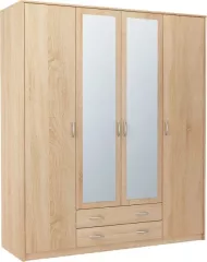 VIKA 4D 4-dverová skriňa so zrkadlom, dub sonoma