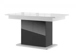 Rozkladací stĺpový jedálenský stôl STAR 03, bielo-čierny lesk