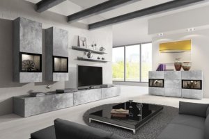 Moderná obývacia zostava BAROS svetlý betón