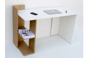 SHELF pracovný stôl, dub sonoma/ biela