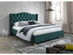 ASPEN čalúnená posteľ 160x200 cm, zelený zamat