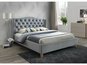 ASPEN čalúnená posteľ 160x200 cm, šedý zamat