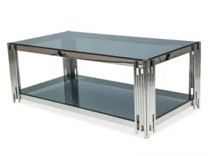 FOSSIL A konferenčný stolík 120x60 cm, chróm/dymové sklo