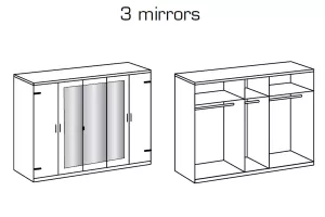 Skriňa MALMÖ 566 5-dverová s 3 zrkadlami dub planked