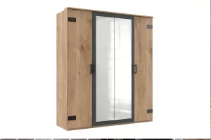Skriňa MALMÖ 568 4-dverová s 2 zrkadlami dub planked