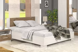 MARKOS, manželská posteľ 160, dub sonoma/biela
