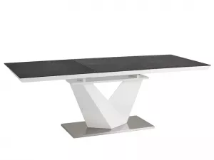 ALARAS II jedálenský rozkl. stôl 80x120, tmavošedá / biely lesk