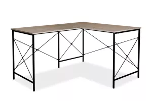 B 182 rohový písací stôl, dub/čierna