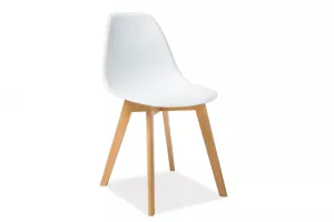 MORIS plastová stolička, buk/biela