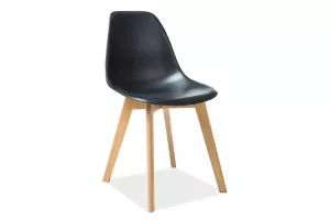 MORIS plastová stolička, buk/čierna