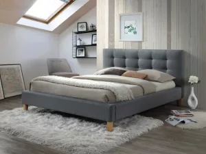 TEXAS čalúnená posteľ 180 x 200 cm, šedá, dub