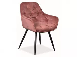 CHERRY VELVET jedálenská stolička, ružová, čierna