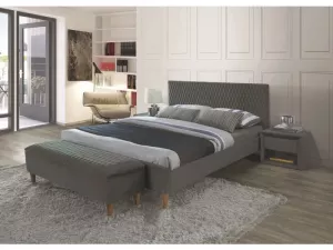AZURRO VELVET, manželská posteľ 140x200 cm, šedá, dub
