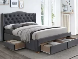 ASPEN II VELVET manželská posteľ 160x200cm, šedá