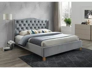 ASPEN VELVET manželská posteľ 140x200cm, šedá,dub