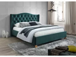 ASPEN VELVET manželská posteľ 140x200cm, zelená,dub