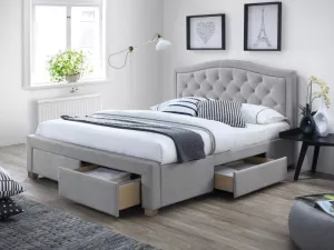 ELECTRA manželská posteľ 140x200 cm, šedá, dub