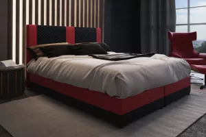 PEDRO čalúnená posteľ 140 čierna/červená