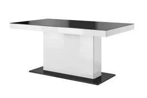 QUARTZ jedálenský stôl, biely/čierny lesk–2495GP81