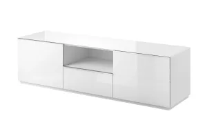 HELIO televízny stolík 2498JW40, biela/biele sklo