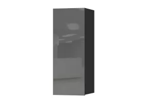 HELIO závesná skrinka 24WXJW08, čierna/šedé sklo