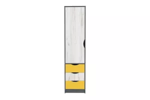 DISNEY vysoká skrinka 1D3S, biely craft / grafit / žltá