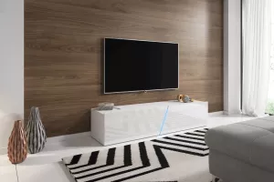 SIMENA TV skrinka s LED, biely lesk