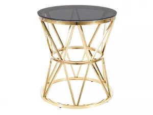 CLARK kávový stolík, dýmové sklo / zlatá
