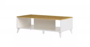 BARRIS 41 konferenčný stolík, biela matná / americký orech svetl