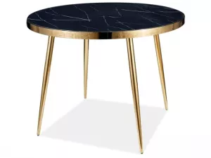 CALVIN jedálenský stôl, čierny mramor / zlatá