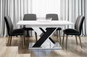 BRONX jedálenský stôl, biely lesk / čierny lesk