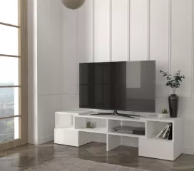 TWIN rohový TV stolík, biely