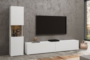 AVA 09 moderný set skrinka + tv stolík biela/ dub wotan