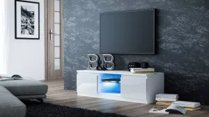SZYBA moderný TV stolík, biely lesk