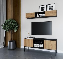 LANZZI TV stolík, čierny mat-dub artisan