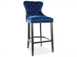 AUGUSTH H-1 barová stolička, modrá / čierna