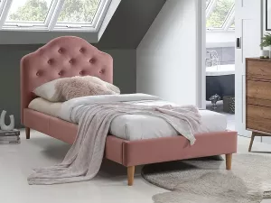 CHLOE VELVET čalúnená posteľ 90 x 200, ružová