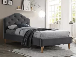 CHLOE VELVET čalúnená posteľ 90 x 200, šedá