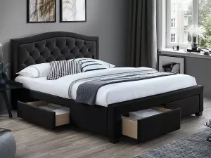 ELECTRA VELVET manželská posteľ 160 x 200, čierna / dub
