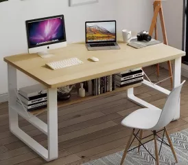 NARVIK písací stôl, biela/javor