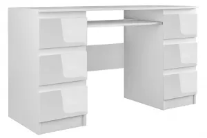 KUBA písací stolík so zásuvkami, biely lesk