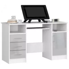 ANA písací stôl, biela/ metal lesk