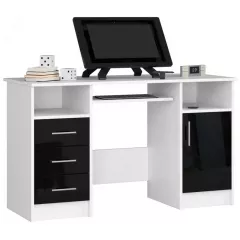 ANA písací stôl, biela/ čierny lesk