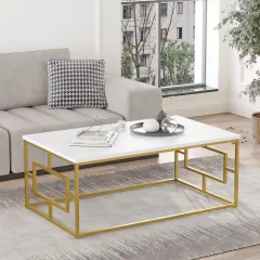 VG 12 dizajnový konferenčný stolík, biely/zlatý
