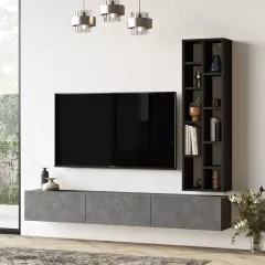 LV9-RL, televízna mini stena, sivá/čierna